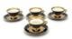 Set Of (4) Jlmenau Genuine Cobalt Gold Encrusted Demitasse Cups Saucers
