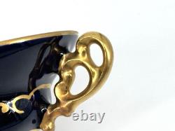 Set of (4) JLMENAU Genuine Cobalt Gold Encrusted Demitasse Cups Saucers