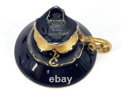 Set of (4) JLMENAU Genuine Cobalt Gold Encrusted Demitasse Cups Saucers