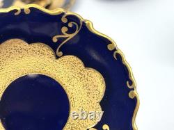Set of (4) JLMENAU Genuine Cobalt Gold Encrusted Demitasse Cups Saucers