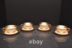 Set of 4 LENOX WESTCHESTER CUPS AND SAUCERS Gold Incrusted Teacups