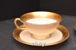 Set of 4 LENOX WESTCHESTER CUPS AND SAUCERS Gold Incrusted Teacups