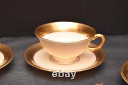 Set of 4 LENOX WESTCHESTER CUPS AND SAUCERS Gold Incrusted Teacups