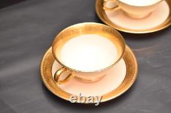 Set of 4 LENOX WESTCHESTER CUPS AND SAUCERS Gold Incrusted Teacups