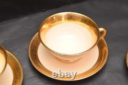 Set of 4 LENOX WESTCHESTER CUPS AND SAUCERS Gold Incrusted Teacups