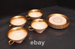 Set of 4 LENOX WESTCHESTER CUPS AND SAUCERS Gold Incrusted Teacups
