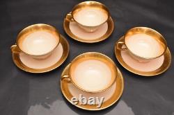 Set of 4 LENOX WESTCHESTER CUPS AND SAUCERS Gold Incrusted Teacups