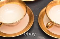 Set of 4 LENOX WESTCHESTER CUPS AND SAUCERS Gold Incrusted Teacups