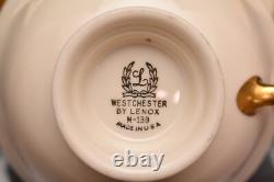 Set of 4 LENOX WESTCHESTER CUPS AND SAUCERS Gold Incrusted Teacups