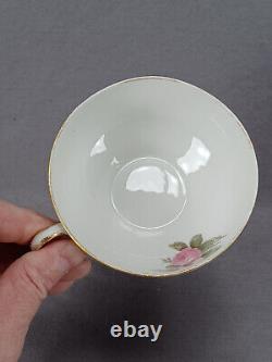 Set of 4 Limoges Pink Roses & Gold Tea Cups & Saucers Circa 1900-1941