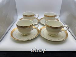 Set of 4 Mikasa Fine China PALATIAL GOLD Cups & Saucers