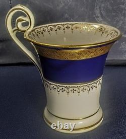 Set of 4 Mintons for Tiffany, Blue, White, Gold Gilded, Tea Cups/Saucers c. 1902
