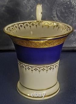 Set of 4 Mintons for Tiffany, Blue, White, Gold Gilded, Tea Cups/Saucers c. 1902