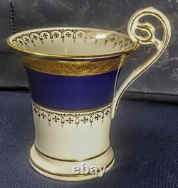Set of 4 Mintons for Tiffany, Blue, White, Gold Gilded, Tea Cups/Saucers c. 1902