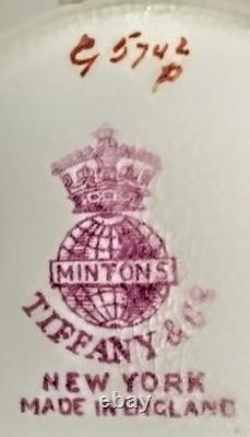 Set of 4 Mintons for Tiffany, Blue, White, Gold Gilded, Tea Cups/Saucers c. 1902