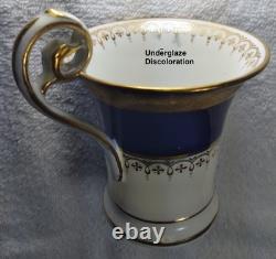 Set of 4 Mintons for Tiffany, Blue, White, Gold Gilded, Tea Cups/Saucers c. 1902