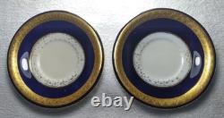 Set of 4 Mintons for Tiffany, Blue, White, Gold Gilded, Tea Cups/Saucers c. 1902