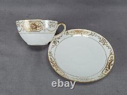 Set of 4 Nippon Hand Painted Gold Scrollwork Medallions Tea Cups & Saucers