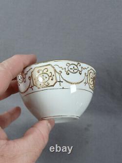 Set of 4 Nippon Hand Painted Gold Scrollwork Medallions Tea Cups & Saucers