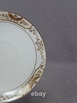 Set of 4 Nippon Hand Painted Gold Scrollwork Medallions Tea Cups & Saucers