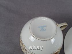 Set of 4 Nippon Hand Painted Gold Scrollwork Medallions Tea Cups & Saucers