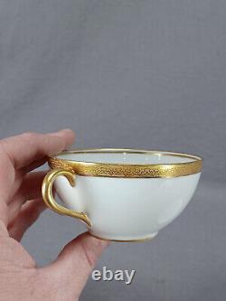 Set of 4 Old Abbey Limoges Gold Encrusted / Gold Rimmed Tea Cups & Saucers