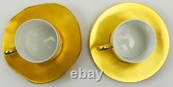 Set of 4 White & Gold Edouard Rambaud Paris Demitasse Cups & Saucers VS178