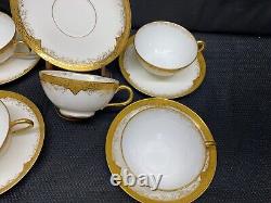 Set of 4 William Guerin Limoges GOLD ENCRUSTED Cups & Saucers 2 Tall