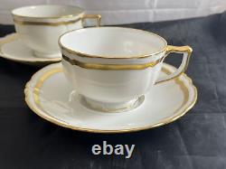Set of 5 Ceralene Raynaud Limoges MARIE ANTOINETTE Gold Cups & Saucers