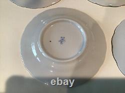 Set of 5 Lomonosov LFZ Coffee Cups & Saucers Floral pattern Gold & Cobalt Blue