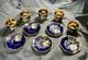 Set Of 5 Royal Linoj Seckin Limoges Cobalt Blue 24k Gold Demitasse Cups Saucers