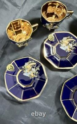 Set of 5 Royal Linoj Seckin Limoges Cobalt Blue 24K Gold Demitasse Cups Saucers Set of 5 Royal Linoj Seckin Limoges Cobalt Blue 24K Gold Demitasse Cups Saucers