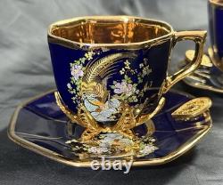 Set of 5 Royal Linoj Seckin Limoges Cobalt Blue 24K Gold Demitasse Cups Saucers Set of 5 Royal Linoj Seckin Limoges Cobalt Blue 24K Gold Demitasse Cups Saucers