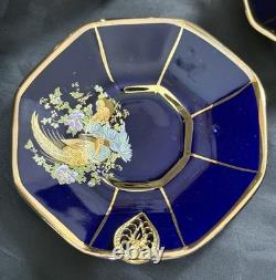 Set of 5 Royal Linoj Seckin Limoges Cobalt Blue 24K Gold Demitasse Cups Saucers Set of 5 Royal Linoj Seckin Limoges Cobalt Blue 24K Gold Demitasse Cups Saucers