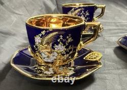 Set of 5 Royal Linoj Seckin Limoges Cobalt Blue 24K Gold Demitasse Cups Saucers Set of 5 Royal Linoj Seckin Limoges Cobalt Blue 24K Gold Demitasse Cups Saucers