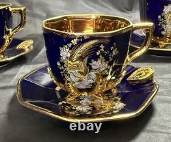Set of 5 Royal Linoj Seckin Limoges Cobalt Blue 24K Gold Demitasse Cups Saucers Set of 5 Royal Linoj Seckin Limoges Cobalt Blue 24K Gold Demitasse Cups Saucers