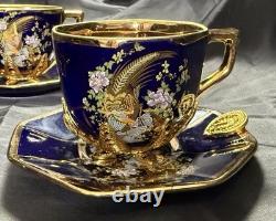Set of 5 Royal Linoj Seckin Limoges Cobalt Blue 24K Gold Demitasse Cups Saucers Set of 5 Royal Linoj Seckin Limoges Cobalt Blue 24K Gold Demitasse Cups Saucers