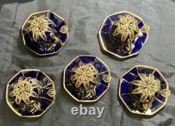 Set of 5 Royal Linoj Seckin Limoges Cobalt Blue 24K Gold Demitasse Cups Saucers Set of 5 Royal Linoj Seckin Limoges Cobalt Blue 24K Gold Demitasse Cups Saucers