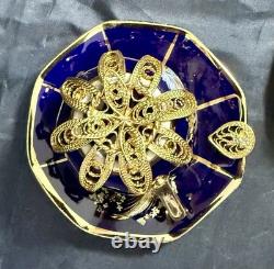 Set of 5 Royal Linoj Seckin Limoges Cobalt Blue 24K Gold Demitasse Cups Saucers Set of 5 Royal Linoj Seckin Limoges Cobalt Blue 24K Gold Demitasse Cups Saucers