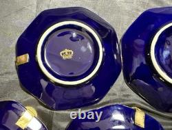 Set of 5 Royal Linoj Seckin Limoges Cobalt Blue 24K Gold Demitasse Cups Saucers Set of 5 Royal Linoj Seckin Limoges Cobalt Blue 24K Gold Demitasse Cups Saucers