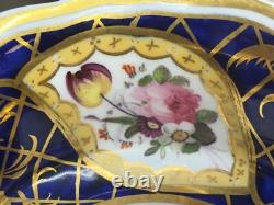 Set of 6 (2 sizes) Cobalt & Gold Antique Coalport Batwing Tea Cups & Saucers