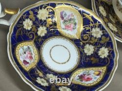 Set of 6 (2 sizes) Cobalt & Gold Antique Coalport Batwing Tea Cups & Saucers