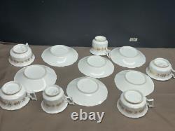 Set of 6 (2 sizes) Cobalt & Gold Antique Coalport Batwing Tea Cups & Saucers