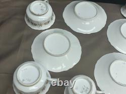 Set of 6 (2 sizes) Cobalt & Gold Antique Coalport Batwing Tea Cups & Saucers