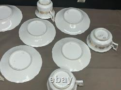 Set of 6 (2 sizes) Cobalt & Gold Antique Coalport Batwing Tea Cups & Saucers