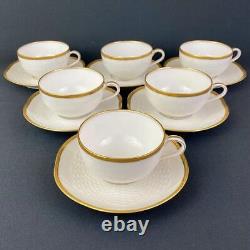 Set of 6 Antique c1903 Cup & Saucer Haviland French Porcelain Limoges Gold Gilt