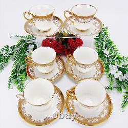 Set of 6 De Lamerie London Fine Bone China Teacups and Saucers Slight Mismatch