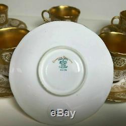 Set of 6 Fine Coalport Gold Encrusted Demitasse Cup & Saucer