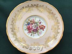 Set of 6 Hammersley china pink floral coffee cups and saucers Handpainted Howard
