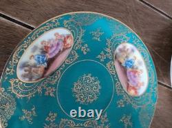 Set of 6 Lefton Turquoise & Gold Courting Couples Cups & Saucers